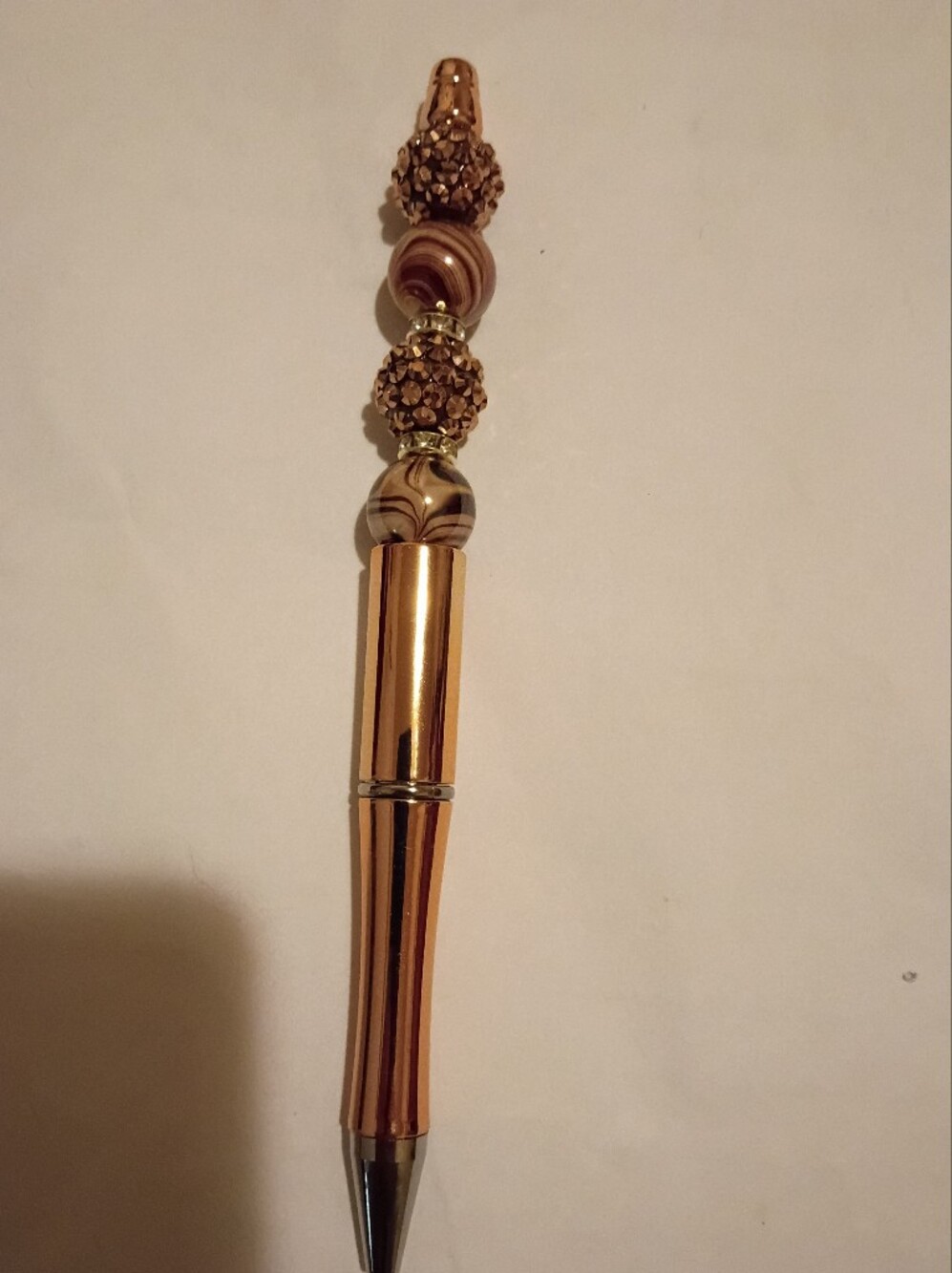 Gold-Tone Decorative Beaded Ballpoint Pen - Elegant Home Office Accent